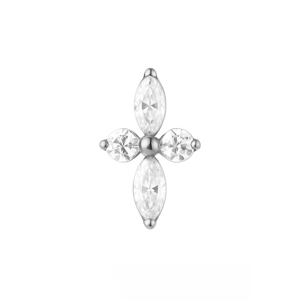 Titan Aufsatz mit Innengewinde – Kreuz aus Marquise-Kristallen