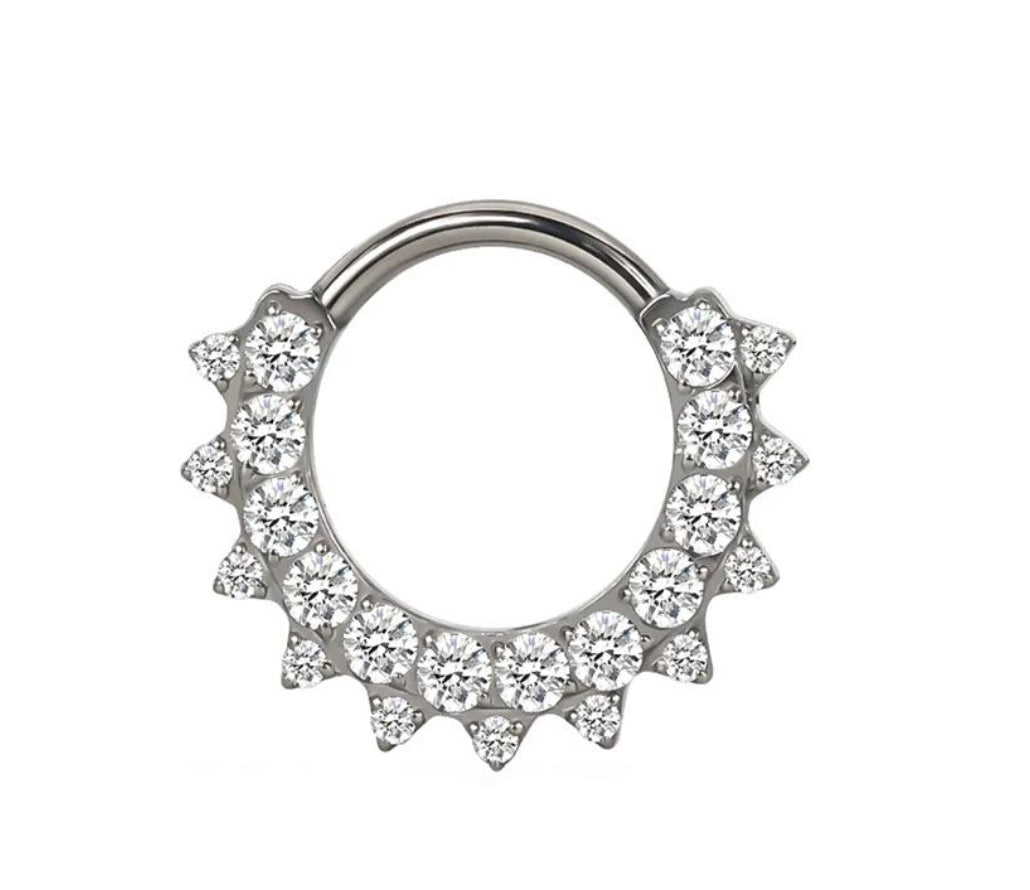 Titan Segmentring Kristallen Groß Gold Nasenring | Steel Force