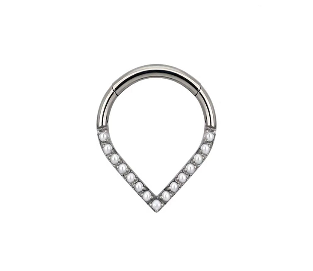 Titan Segmentring mit Perlen Gold Clicker | Steel Force