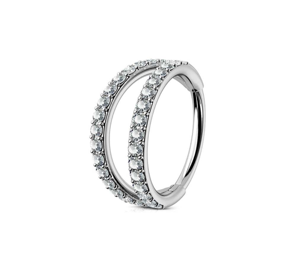 Titan Segmentring 2 Ringe Kristallen Gold Doppelring | Steel Force