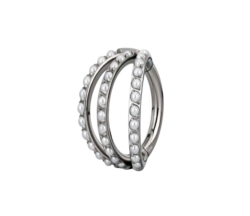 Titan Segmentring Perlen Daith Septum Gold Clicker | Steel Force
