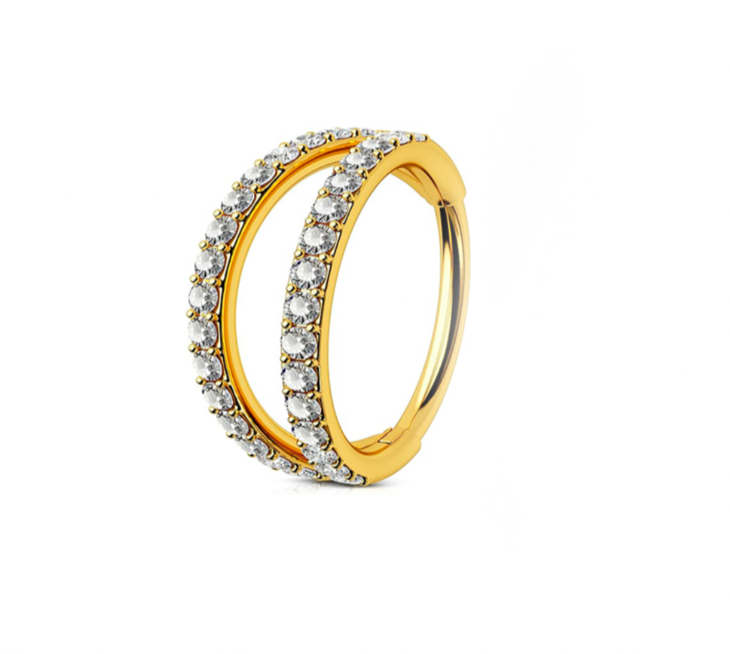 Titan Doppelring Segmentring Kristallen Silber | Steel Force