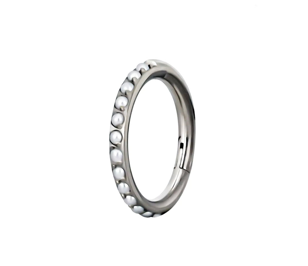 Titan Segmentring Perlen Silber Septum Nasenring | Steel Force