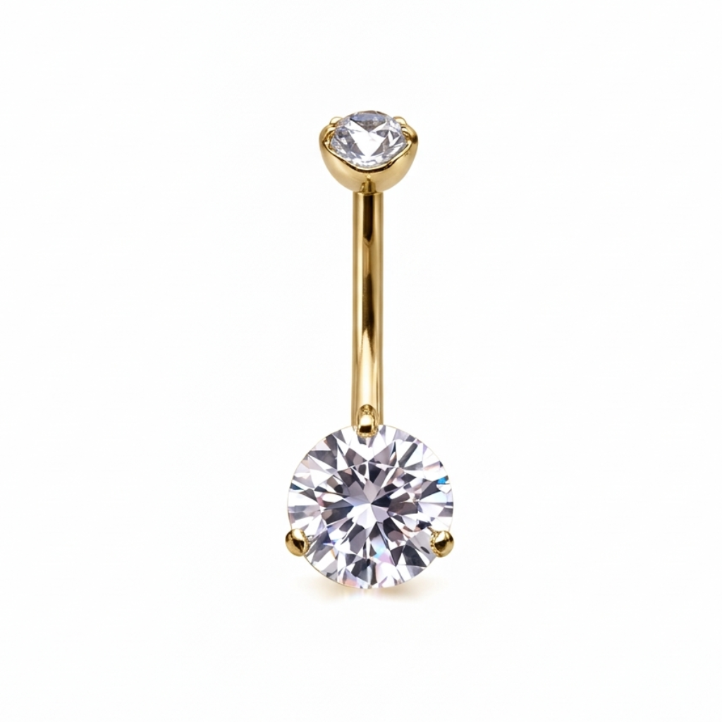 Titan Bauchnabelpiercing mit Zirkonia Gold Bananabell | Steel Force