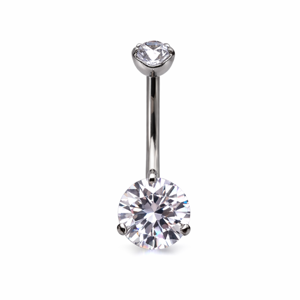 Titan Zirkonia Bauchnabelpiercing Silber 1,6 mm | Steel Force