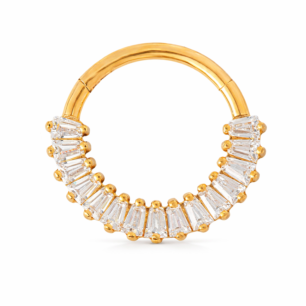 Segmentring Zirkonia Mond Sterne Gold Nasenring | Steel Force