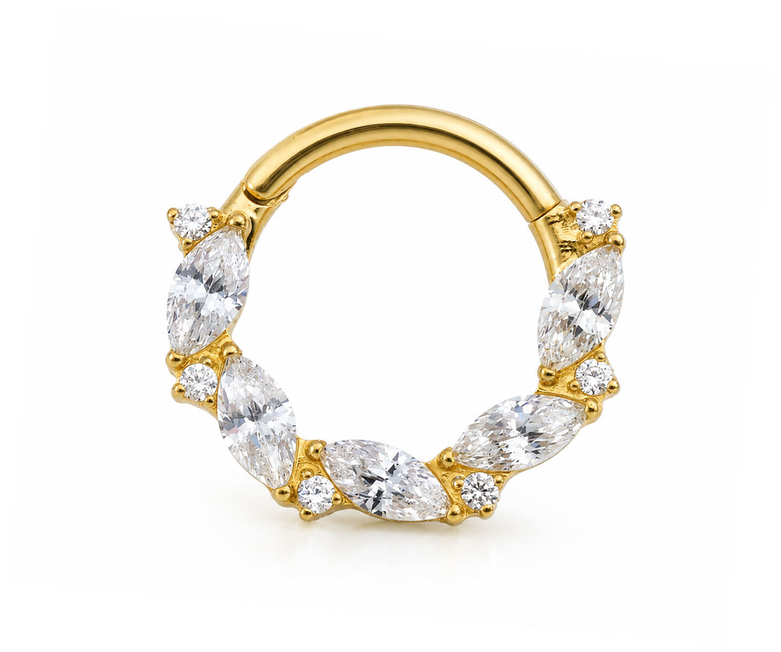 Titanium Clicker Ring – Marquise Elegance