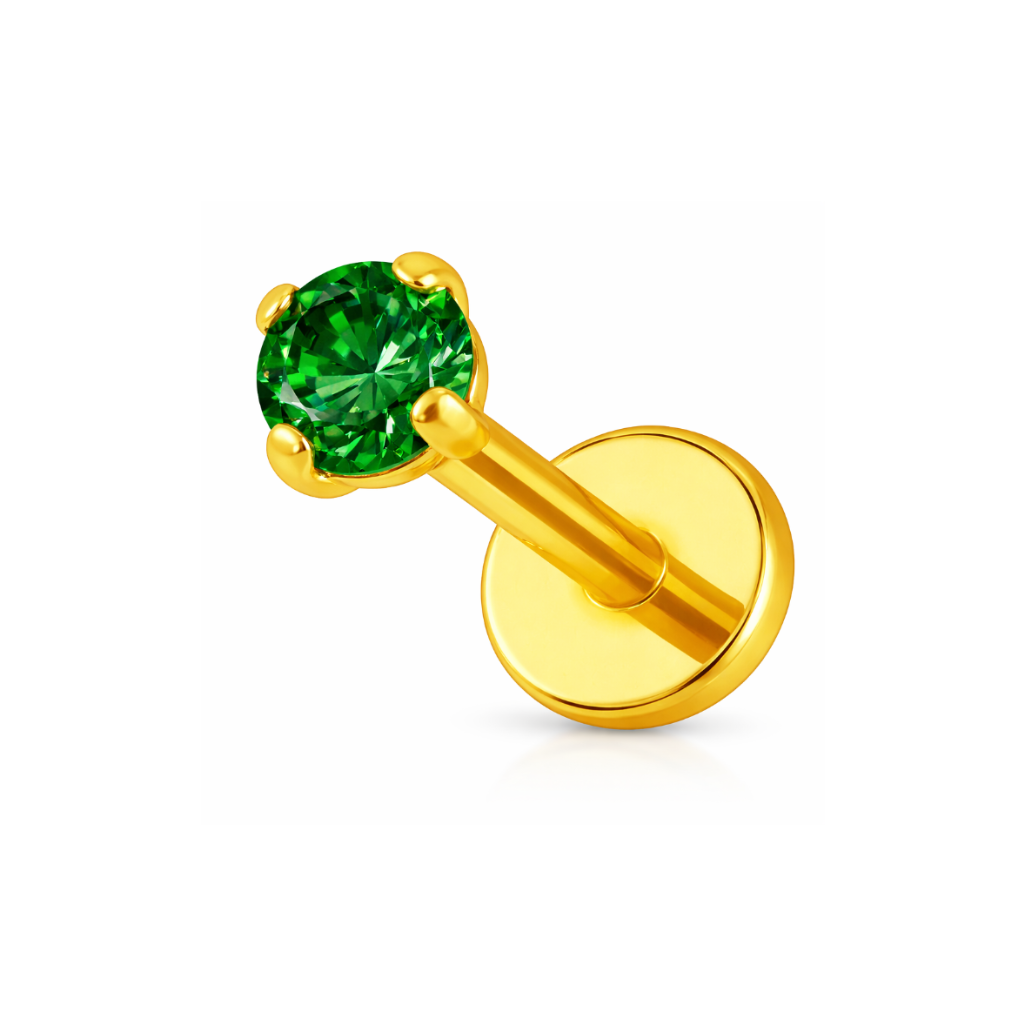 Titan Labret Kristall Rot Grün Piercing | Steel Force