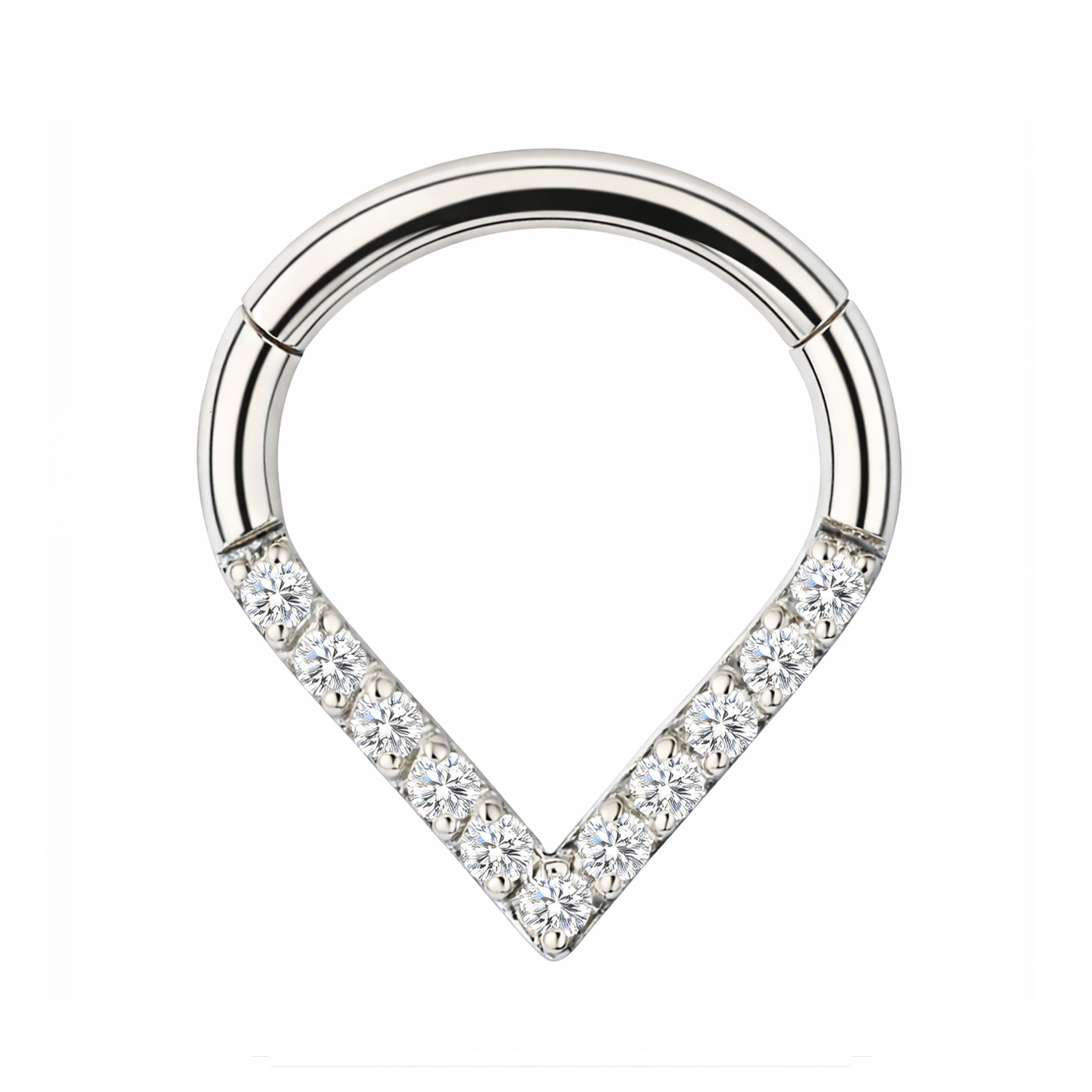 Titan V-Clicker Zirkonia Segmentring Silber | Steel Force