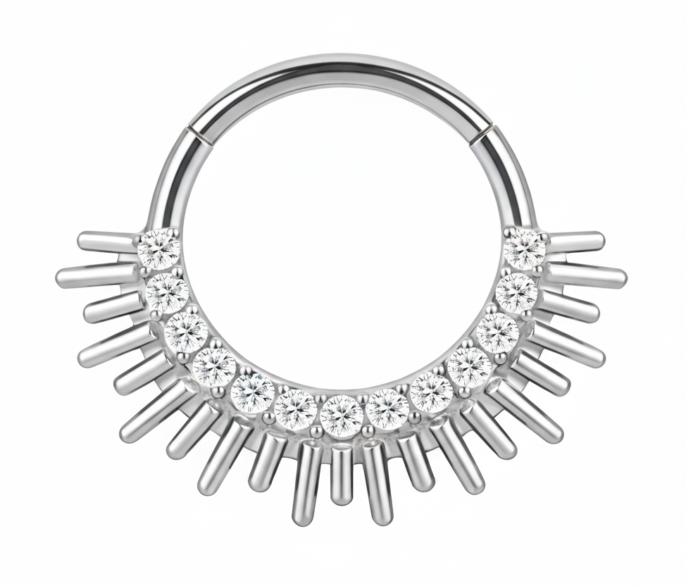 Titan Sonnenstrahlen Zirkonia Segmentring Silber | Steel Force