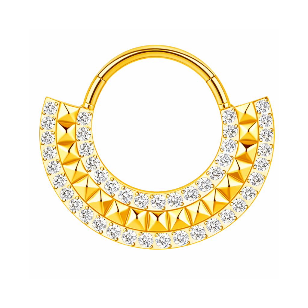 Titan Clicker Segmentring Pyramid Zirkonia Gold | Steel Force