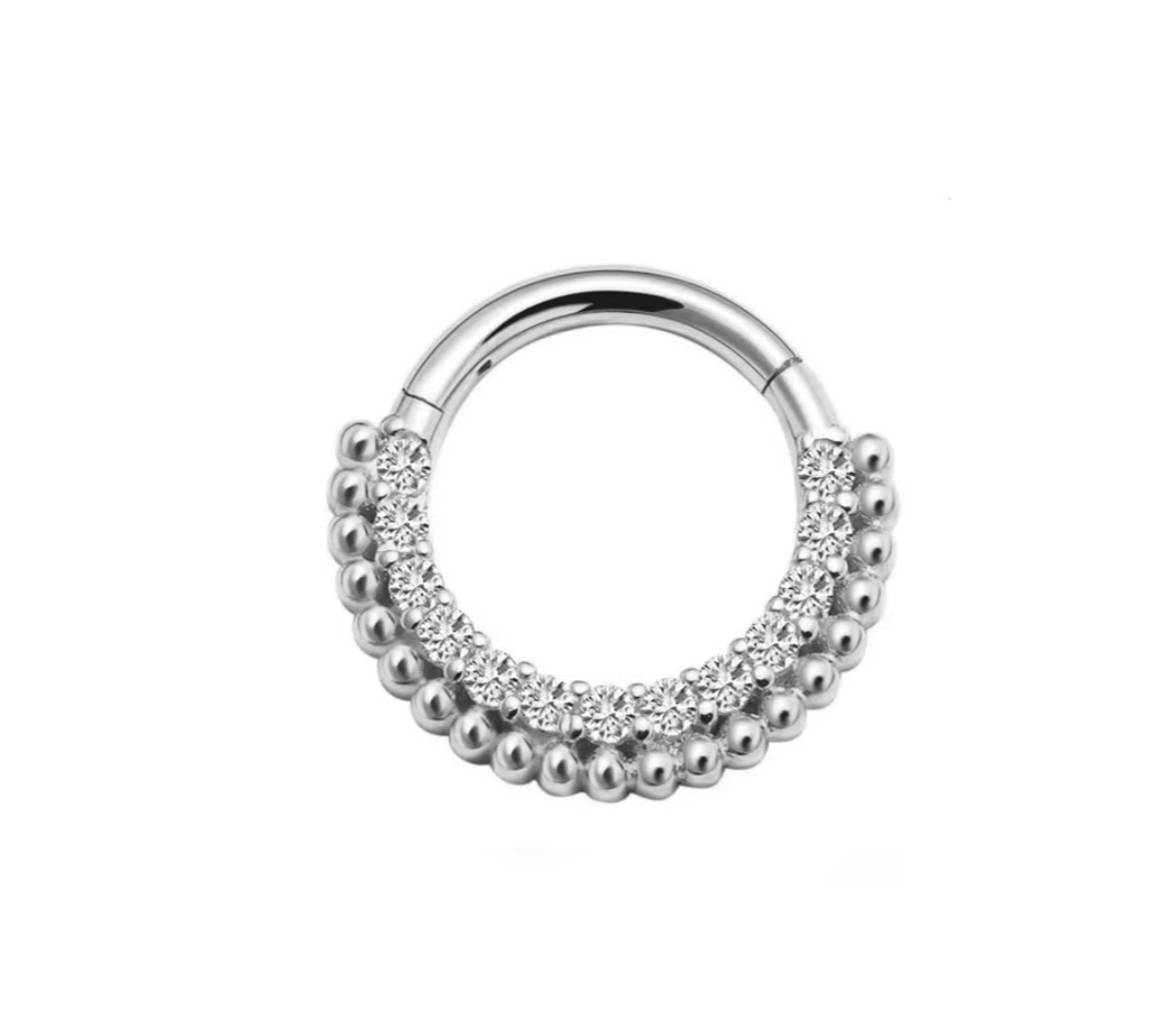 Titan Segmentring Kristall Silber Piercing | Steel Force