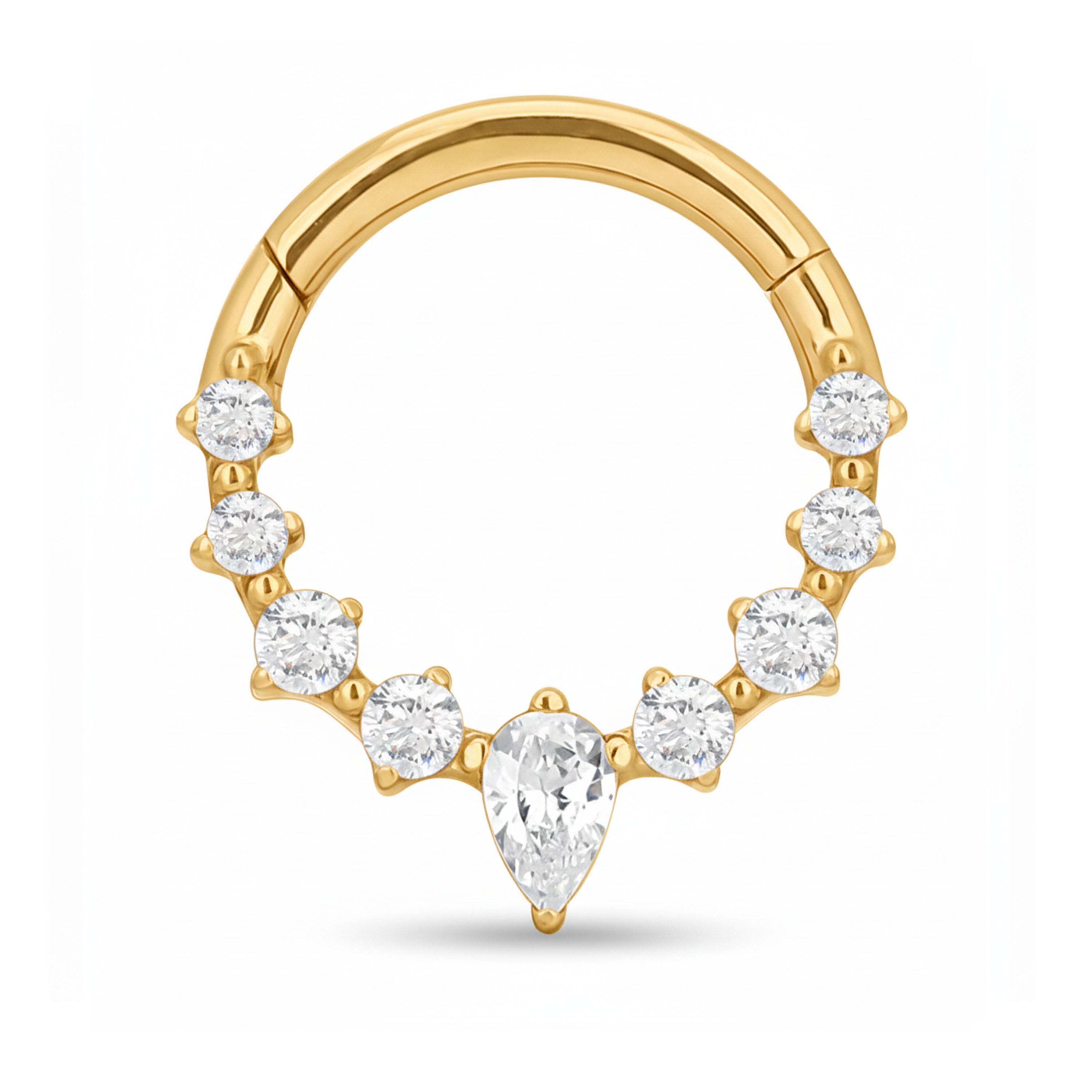 Titan Segmentring Pavé Kristall Gold Nasenring | Steel Force
