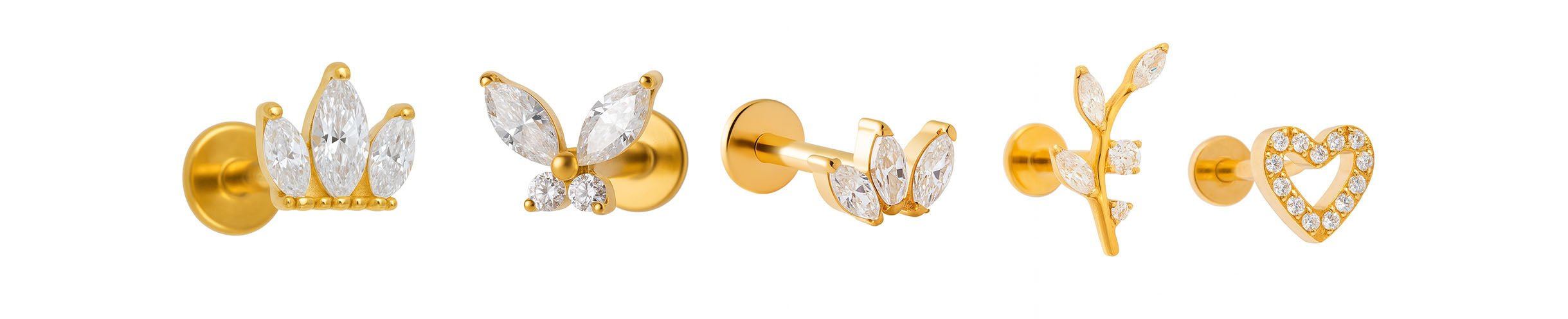 Piercing aus 18K Gold mit Naturdiamanten