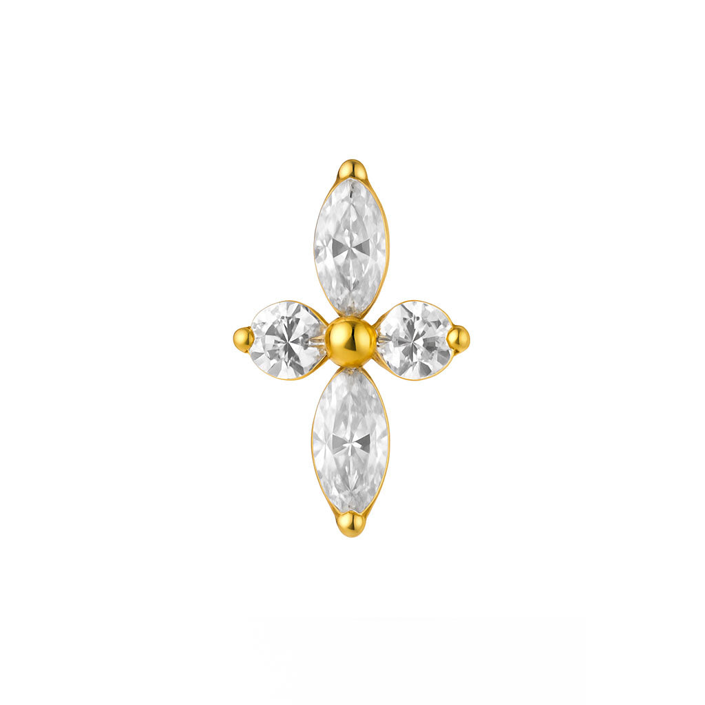 Titan Aufsatz mit Innengewinde – Kreuz aus Marquise-Kristallen