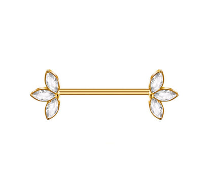 Titan Brustwarzen Barbell  3 Kristallen Lotus