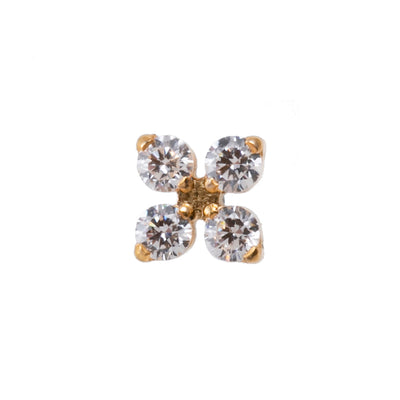 Titan-Aufsatz mit Labret – Blume mit 4 Kristallen