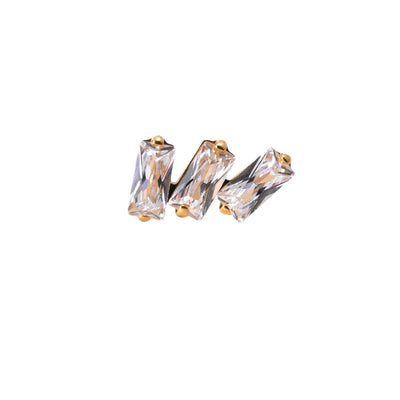 Titan Aufsatz Kristallrechtecke Piercing Zubehör | Steel Force