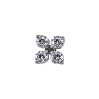 Titan-Aufsatz mit Labret – Blume mit 4 Kristallen