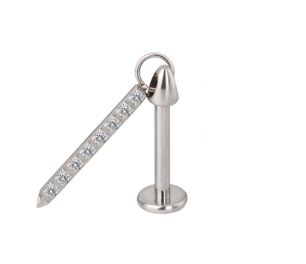 Titan Labret mit Kristallbesetzte baumelnde Bar