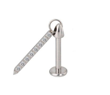 Titan Labret mit Kristallbesetzte baumelnde Bar