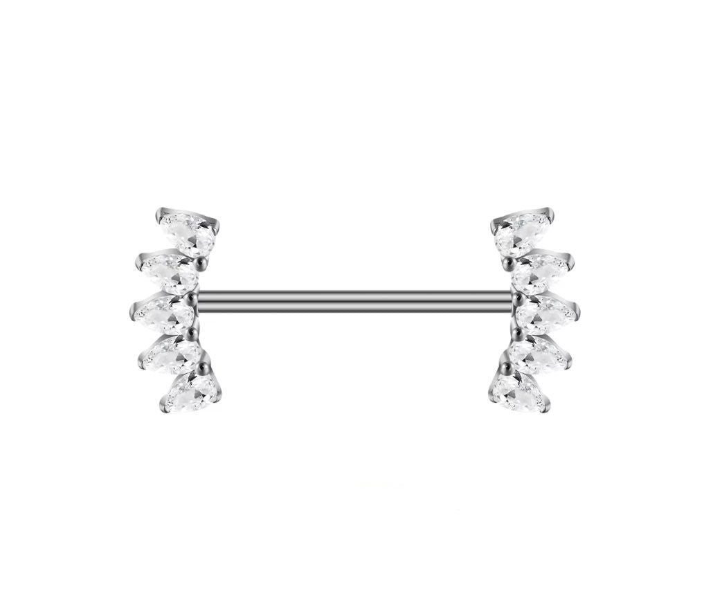 Titan Brustwarzen Barbell   Kristalltropfen