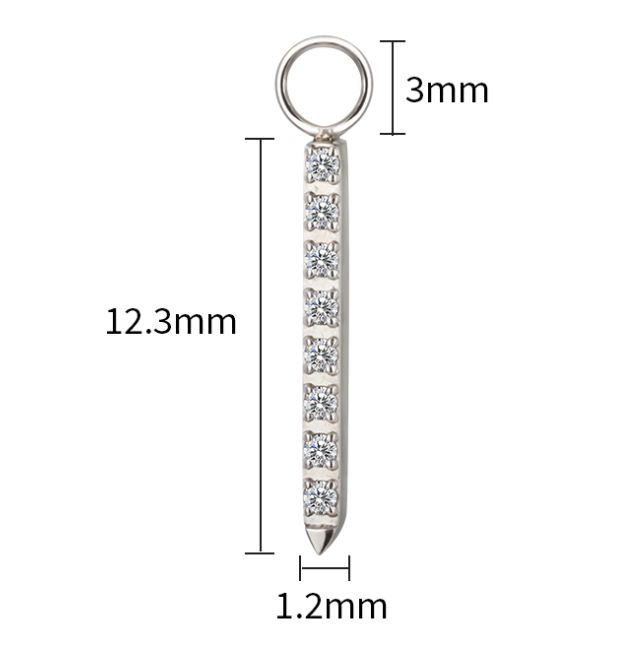 Titan Labret mit Kristallbesetzte baumelnde Bar