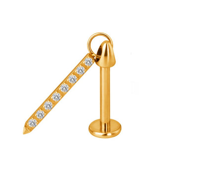 Titan-Labret mit kristallbesetzter baumelnder Bar