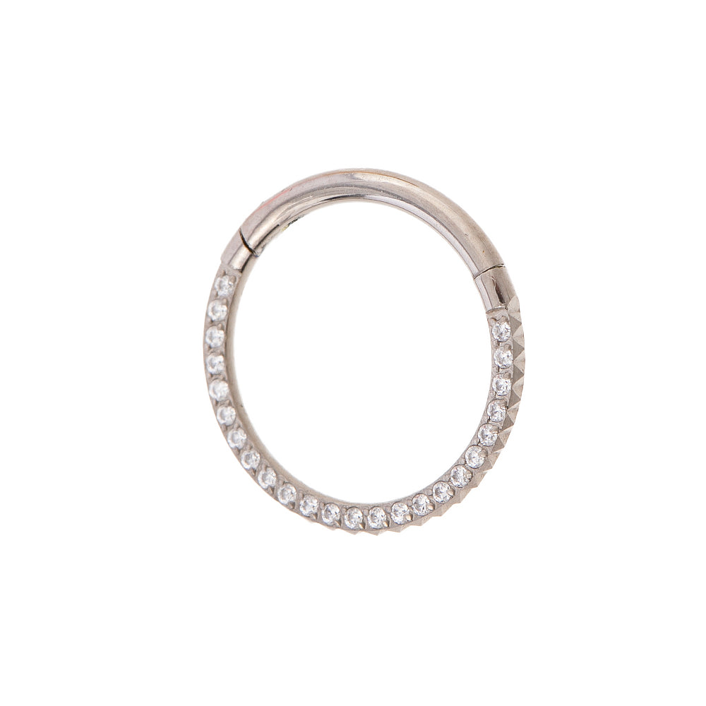 Titan Segmentring mit Kristallen und Gravur