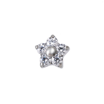 Titan Labret mit Blumenkristallen – Innengewinde