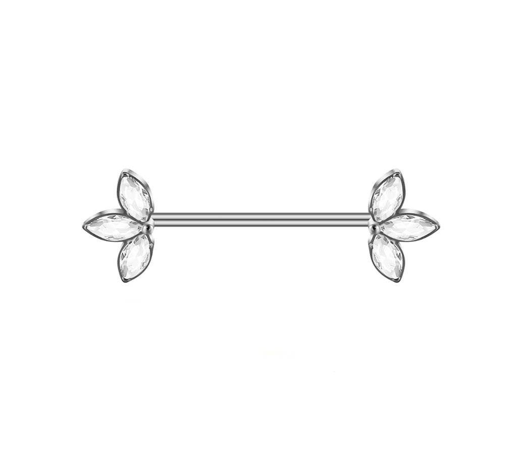 Titan Brustwarzen Barbell  3 Kristallen Lotus