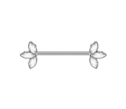 Titan Brustwarzen Barbell  3 Kristallen Lotus