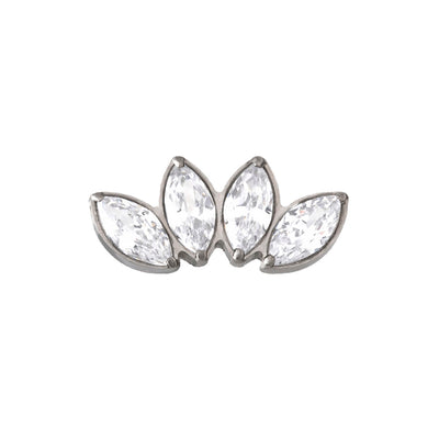 Titan Aufsatz Lotusblüte vier Kristallen Gold Piercing | Steel Force