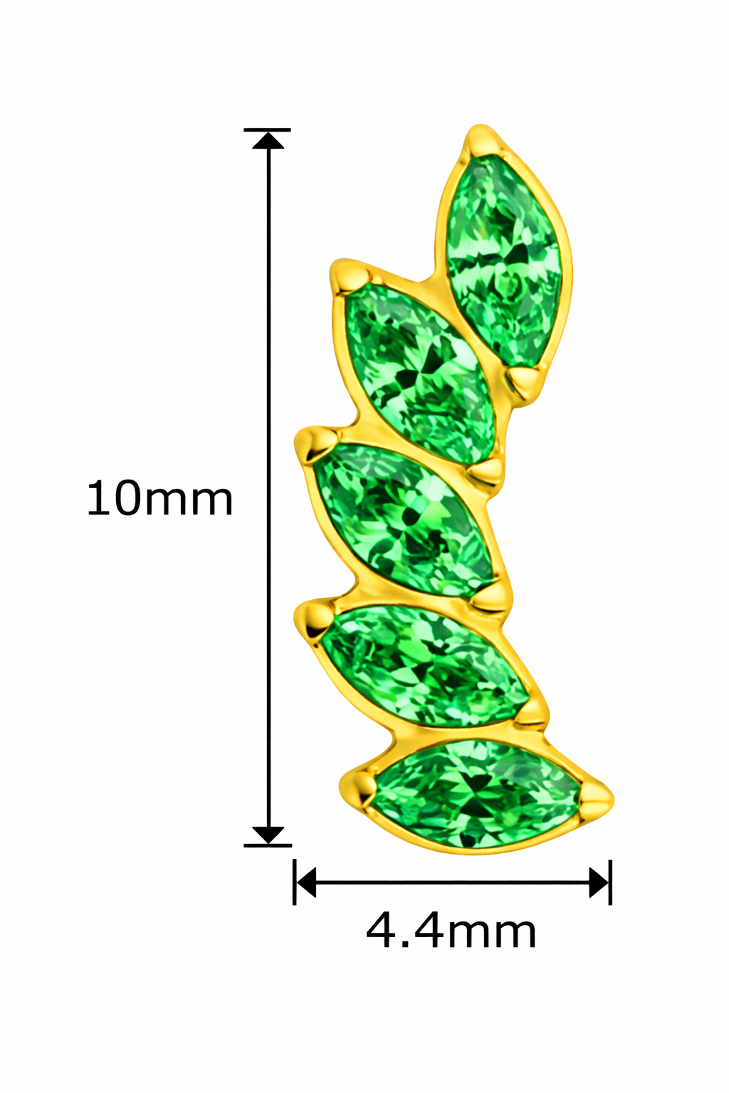 Titan Aufsatz mit Innengewinde – Marquise Zirkonia Cluster
