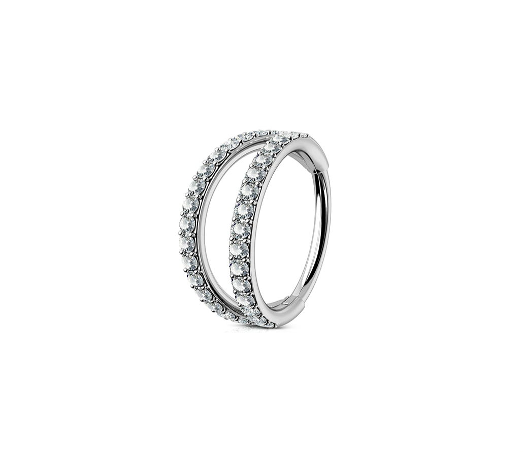 Titan Segmentring 2 RINGE mit eingefaste Kristallen