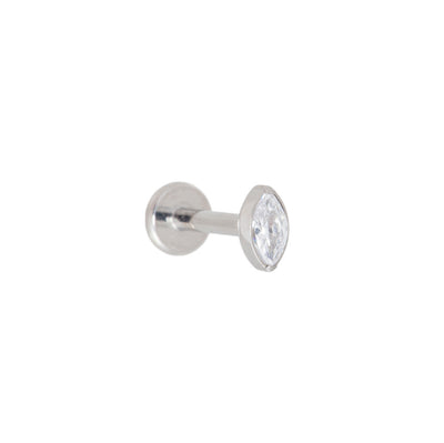 Titan Labret mit ovalem Kristall (Innengewinde)
