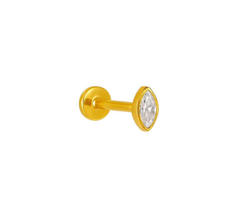 Titan Aufsatz mit Labret Kristalltropfen