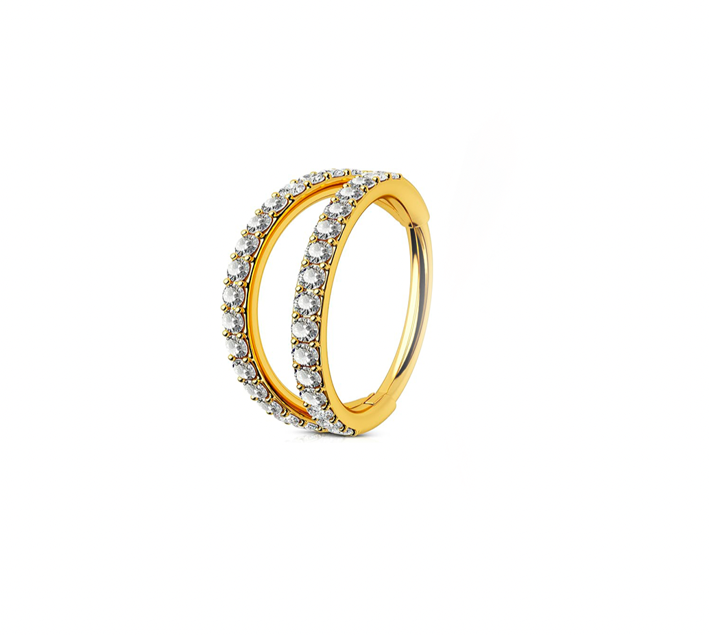 Titan Segmentring 2 RINGE mit eingefaste Kristallen