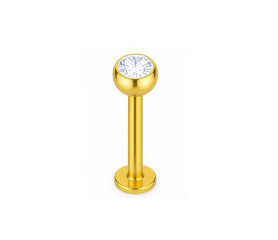 Titan Labret Außengewinde Stein Silber Piercing | Steel Force