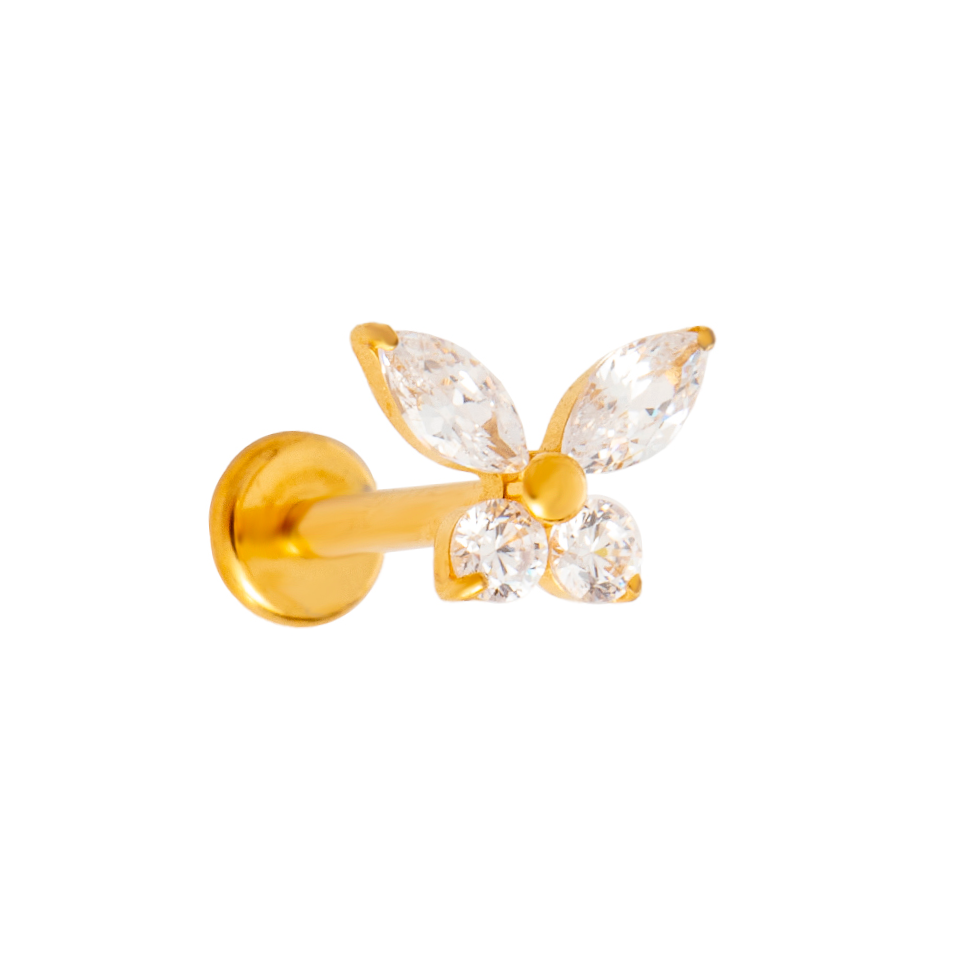 Titan Labret mit Innengewinde  Schmetterling