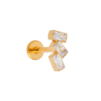 Titan Aufsatz Kristallrechtecke Silber Piercing | Steel Force