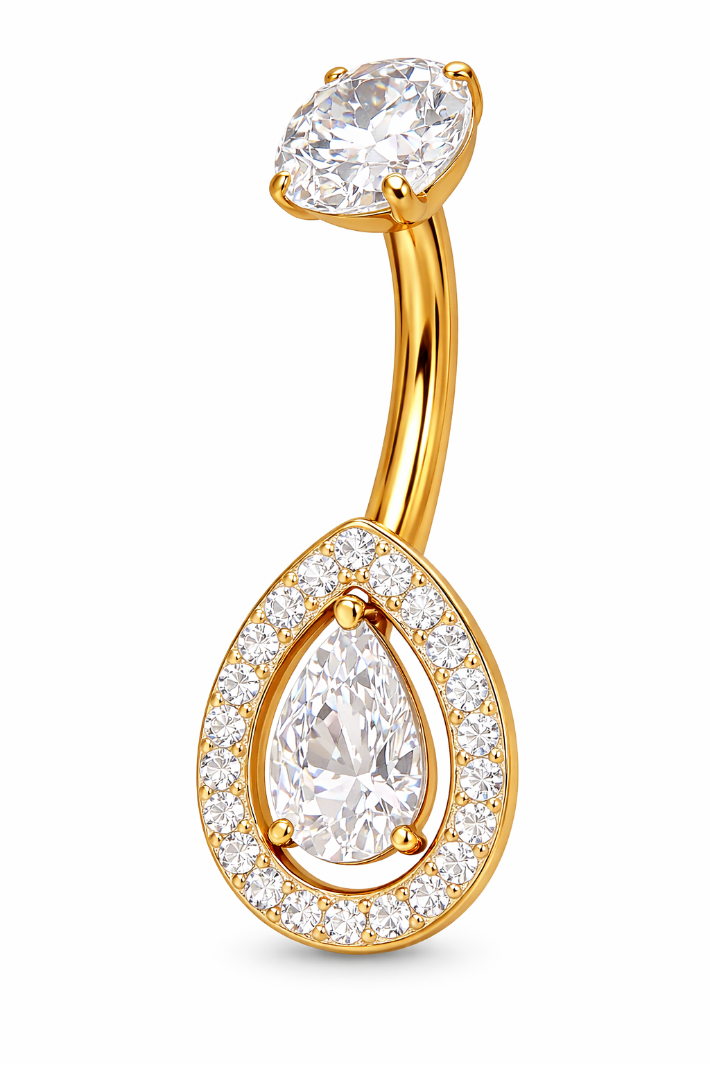 Titan Bauchnabelpiercing Zirkonia Groß Gold | Steel Force