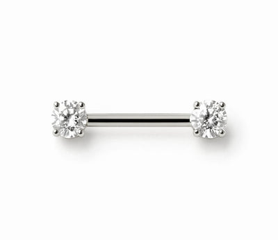 Brustwarzen Barbell Kristallen Innengewinde Titan Gold | Steel Force