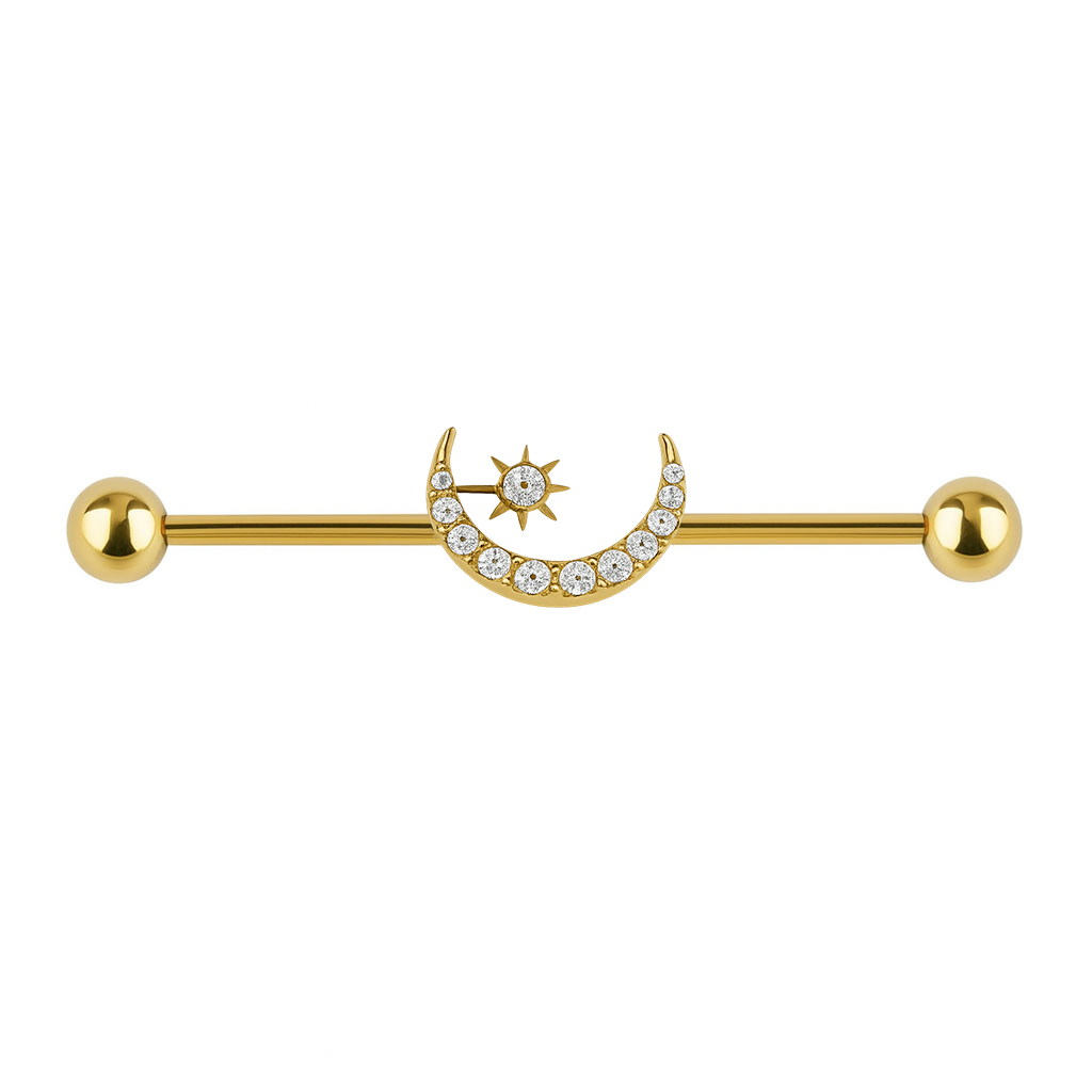 Industrial Barbell  Halbmond mit Kristallen