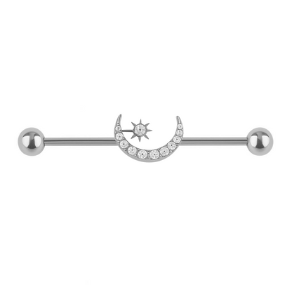Industrial Barbell  Halbmond mit Kristallen