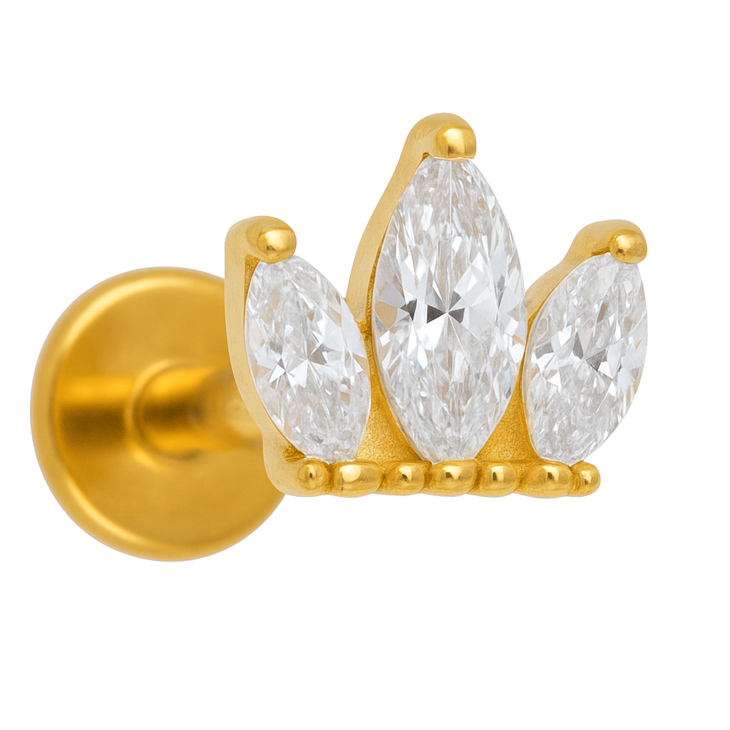 18K Goldlabret mit Naturdiamanten in Kronenform