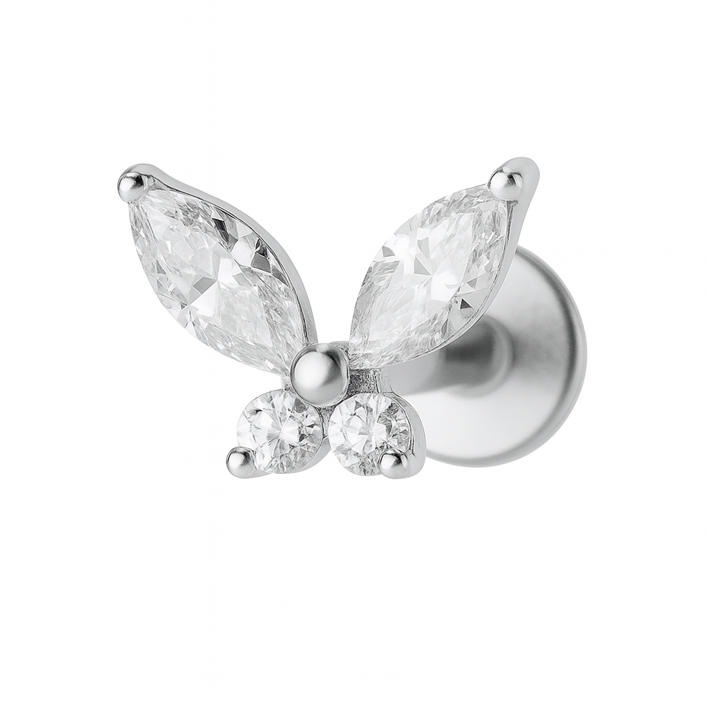 18K Goldlabret mit Naturdiamanten - Schmetterling