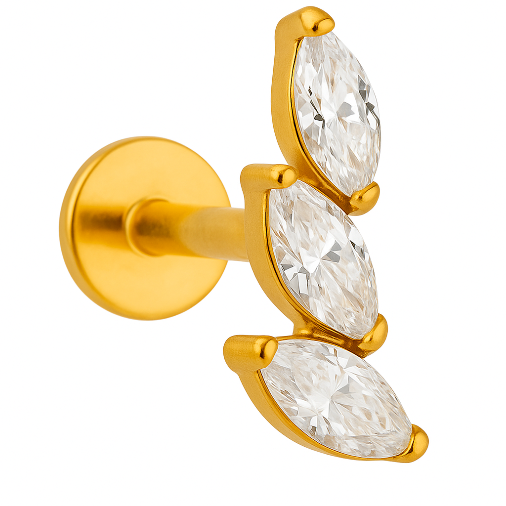 18K Goldlabret mit Naturdiamanten (Marquise-Schliff)