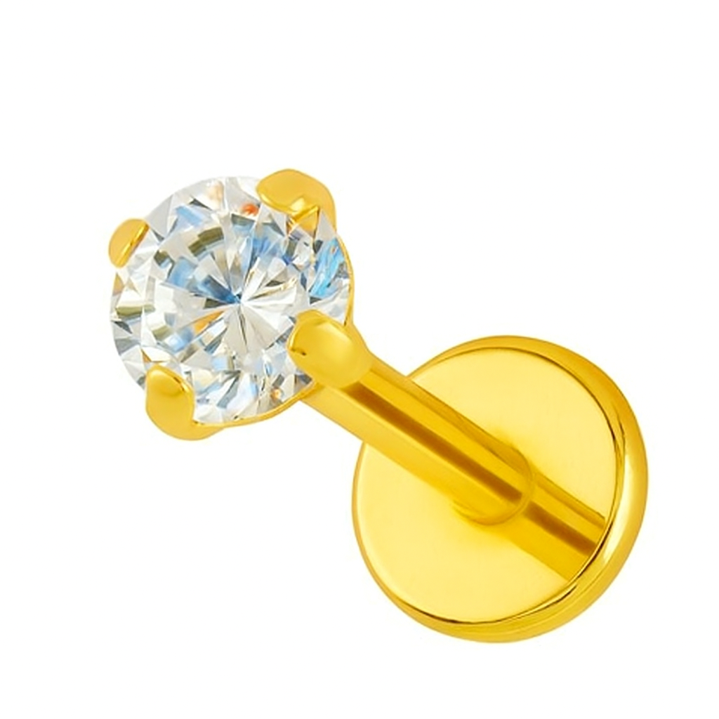 18K Goldlabret mit echtem Diamant gefasst
