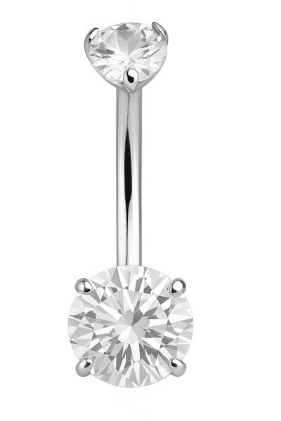 Titan Bauchnabelpiercing Kristallen Silber 1,6 mm | Steel Force